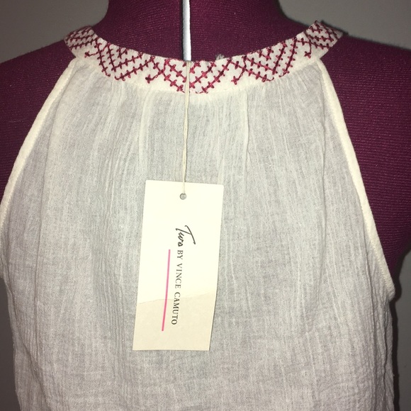 NWT Embroidered Cotton Gauze Split Neck Tank - Picture 8 of 11